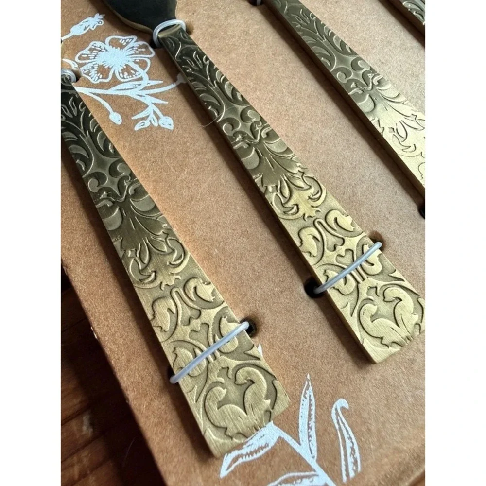 Artistic Accents Gold Spreaders Set of 4 Embossed Floral Pattern